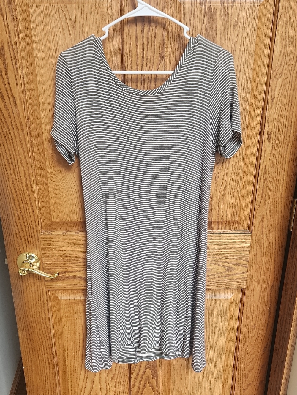 Striped Short-Sleeve Midi Dress